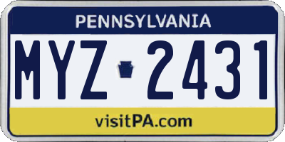 PA license plate MYZ2431