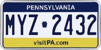 PA license plate MYZ2432