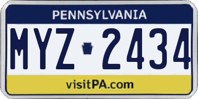 PA license plate MYZ2434