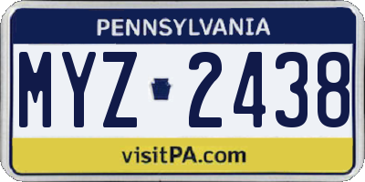 PA license plate MYZ2438