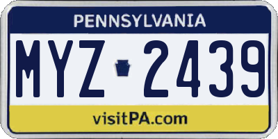 PA license plate MYZ2439