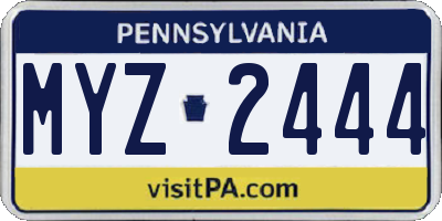 PA license plate MYZ2444
