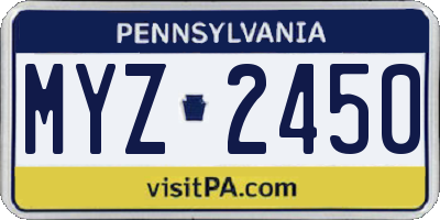 PA license plate MYZ2450