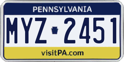 PA license plate MYZ2451