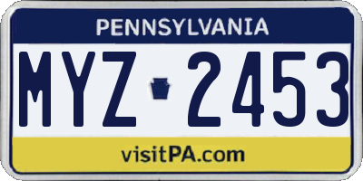 PA license plate MYZ2453