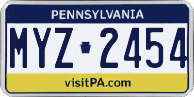 PA license plate MYZ2454