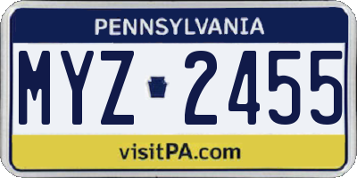 PA license plate MYZ2455
