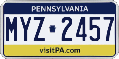 PA license plate MYZ2457