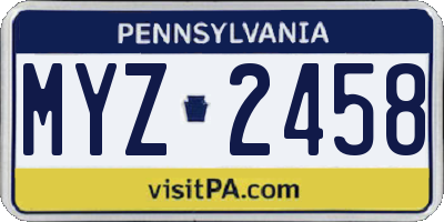 PA license plate MYZ2458