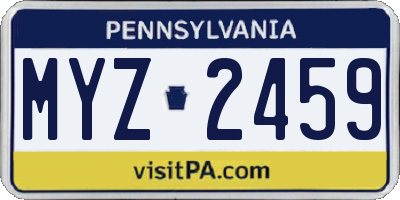 PA license plate MYZ2459