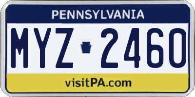 PA license plate MYZ2460