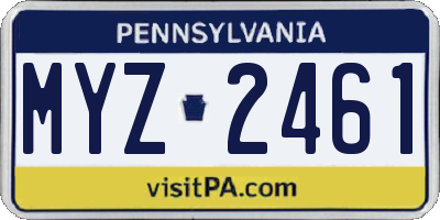 PA license plate MYZ2461