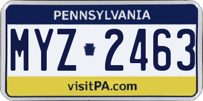 PA license plate MYZ2463