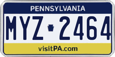 PA license plate MYZ2464