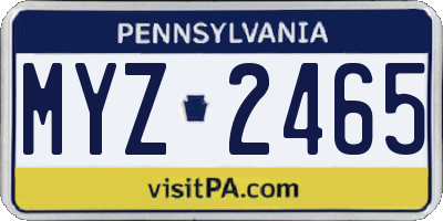 PA license plate MYZ2465