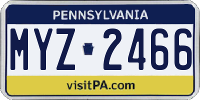 PA license plate MYZ2466