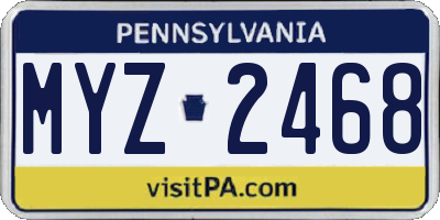 PA license plate MYZ2468