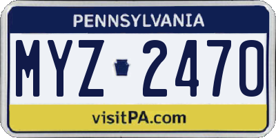 PA license plate MYZ2470