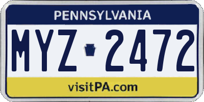 PA license plate MYZ2472