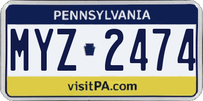 PA license plate MYZ2474