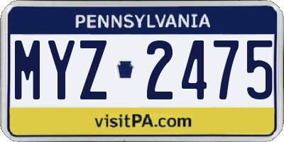 PA license plate MYZ2475