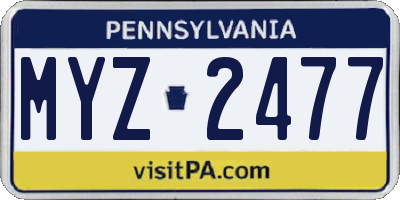 PA license plate MYZ2477