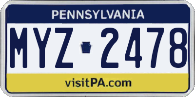 PA license plate MYZ2478