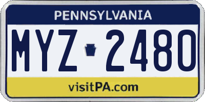 PA license plate MYZ2480