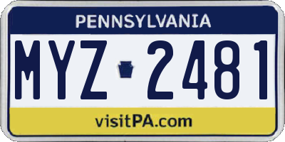 PA license plate MYZ2481