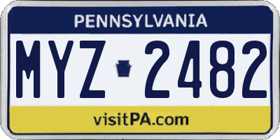 PA license plate MYZ2482