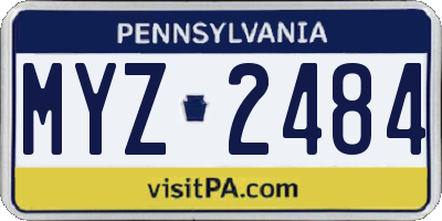PA license plate MYZ2484