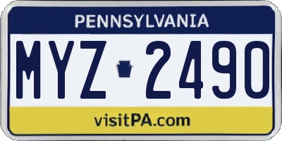 PA license plate MYZ2490