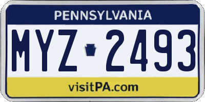 PA license plate MYZ2493