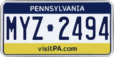 PA license plate MYZ2494