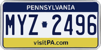PA license plate MYZ2496