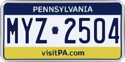 PA license plate MYZ2504