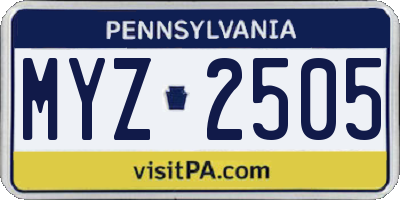 PA license plate MYZ2505