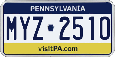 PA license plate MYZ2510