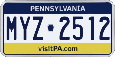 PA license plate MYZ2512