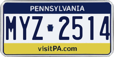 PA license plate MYZ2514