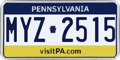 PA license plate MYZ2515