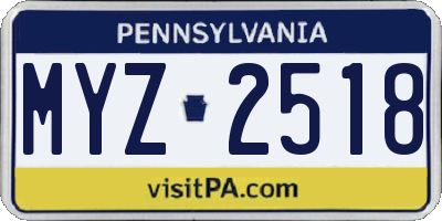 PA license plate MYZ2518