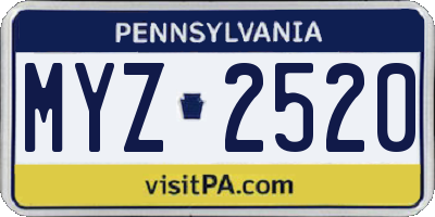 PA license plate MYZ2520