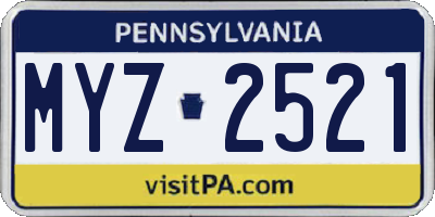 PA license plate MYZ2521