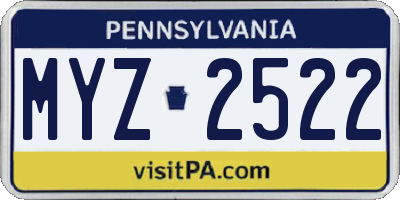 PA license plate MYZ2522
