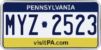 PA license plate MYZ2523