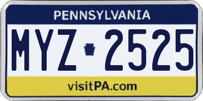 PA license plate MYZ2525