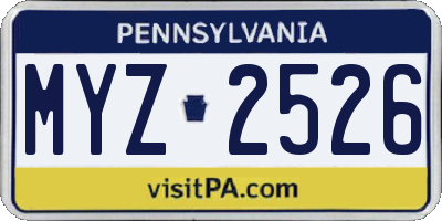 PA license plate MYZ2526