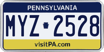 PA license plate MYZ2528