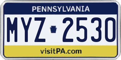 PA license plate MYZ2530